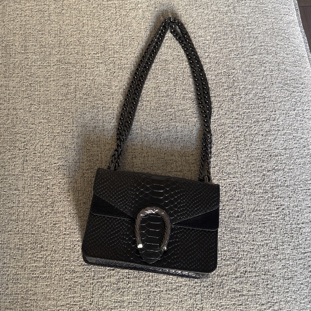 Black leather bag